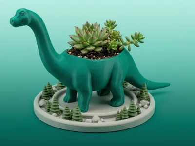 Bronto-Pot: Succulent Planter & Forest Diorama