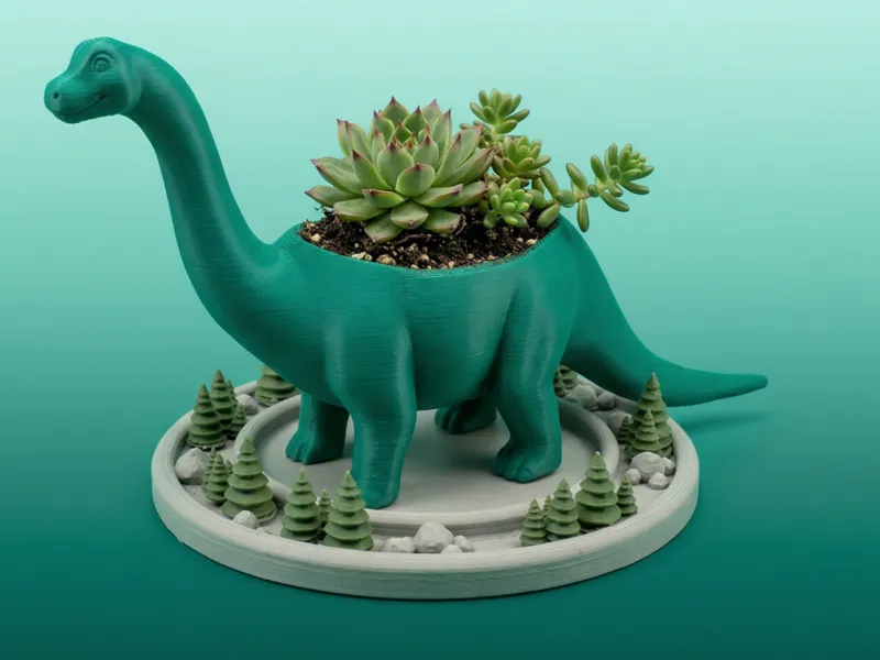 Bronto-Pot: Succulent Planter & Forest Diorama