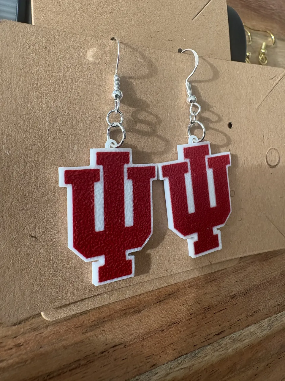Indiana Hoosier Earrings - IU Logo view 3