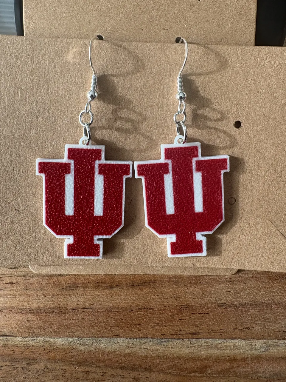 Indiana Hoosier Earrings - IU Logo view 2
