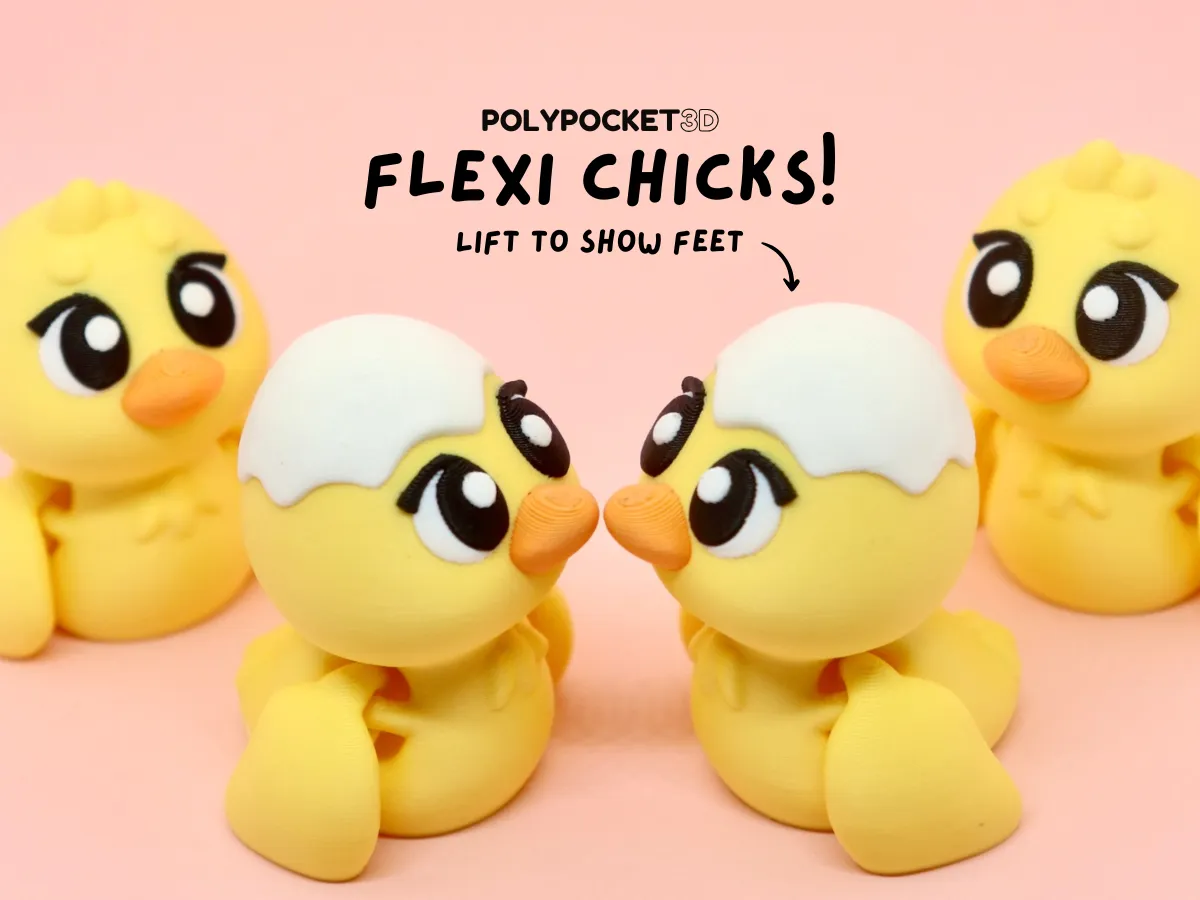 Cute Flexi Chick with Feet & Keychain by PolyPocket MakerWorld: Download Free 3D Models - 3D model önizlemesi