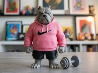 Grumpy Amstaff Urban Gym Motivator Dog Sculpture