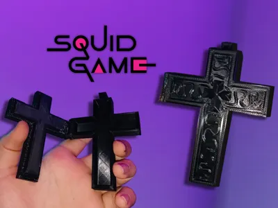 squid game 3 thanos cross necklace with a hinge