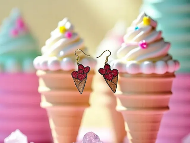 Hearts ice-cream earrings