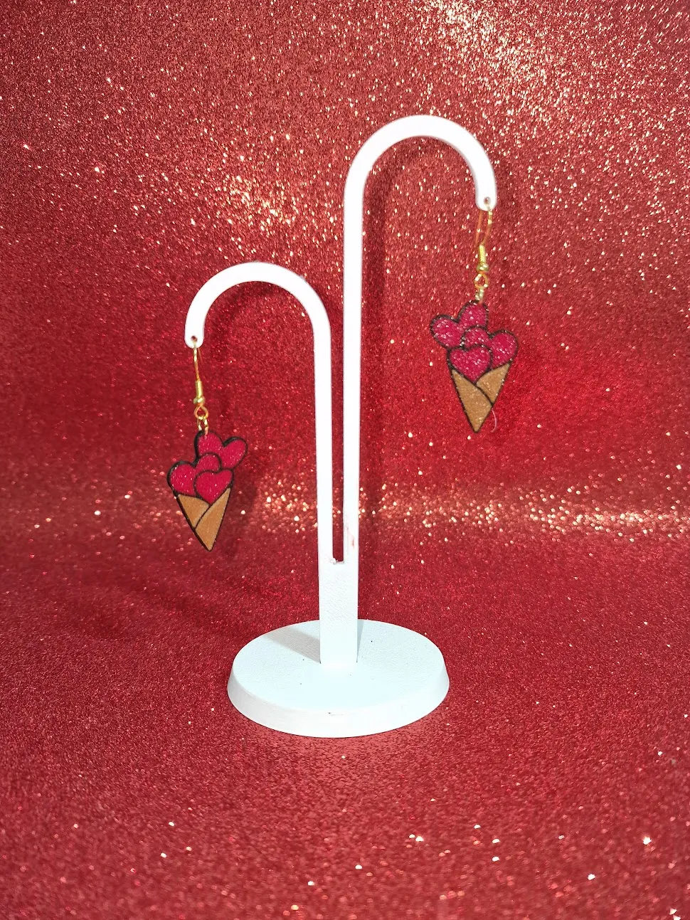 Hearts ice-cream earrings view 3