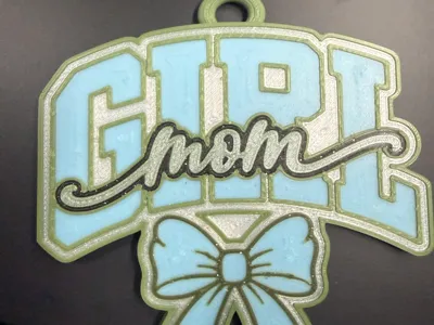 Cute Girl Mom Keychain Bag Tag