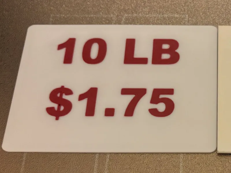 Door Price Card for Kooler Ice machine 