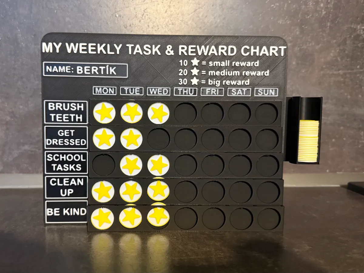 Complete Task Reward Task Weekly Task & Reward Chart for kids NO AMS needed - Free 3D Print Model ...