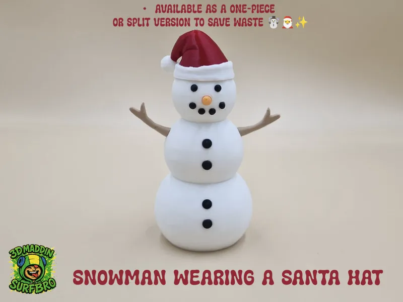 Snowman Wearing a Santa Hat