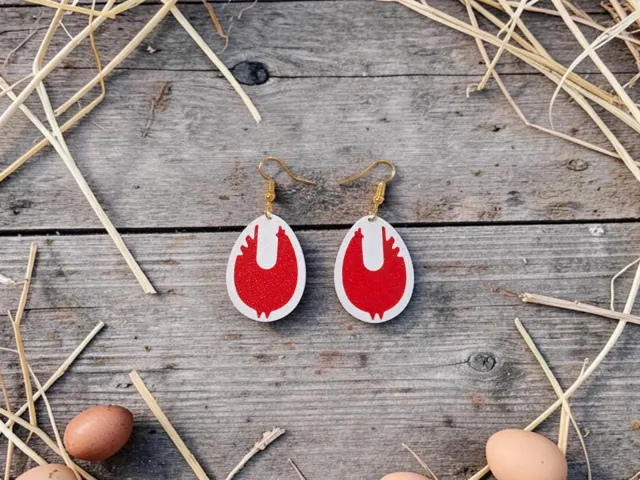 Chicken in the egg earrings