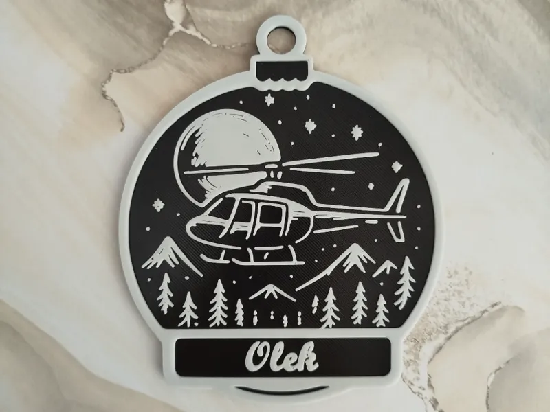 Helicopter - ornament with name, no AMS needed