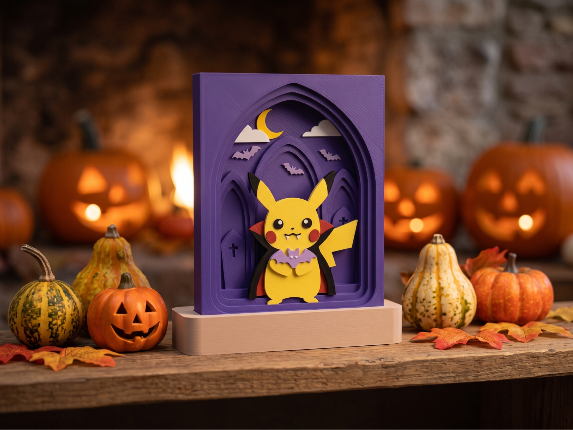 Halloween Shadow Box Pokemon #0025 Vampire Pikachu - 1
