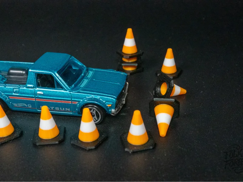 Tiny Traffic Cone, 13mm Diecast Scale Stackable