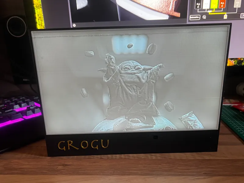 Grogu Oreo Lithophane mit Fach für Elektronik
