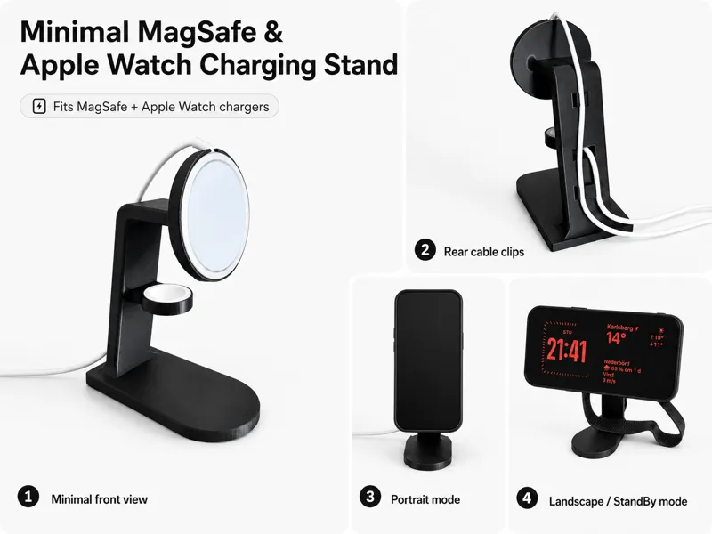 Minimal MagSafe & Apple Watch Charging Stand