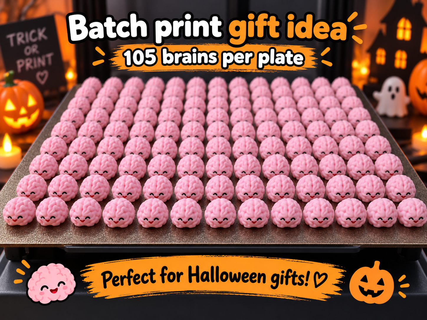 Halloween Cute Brain Mini 105x Batch print - 1