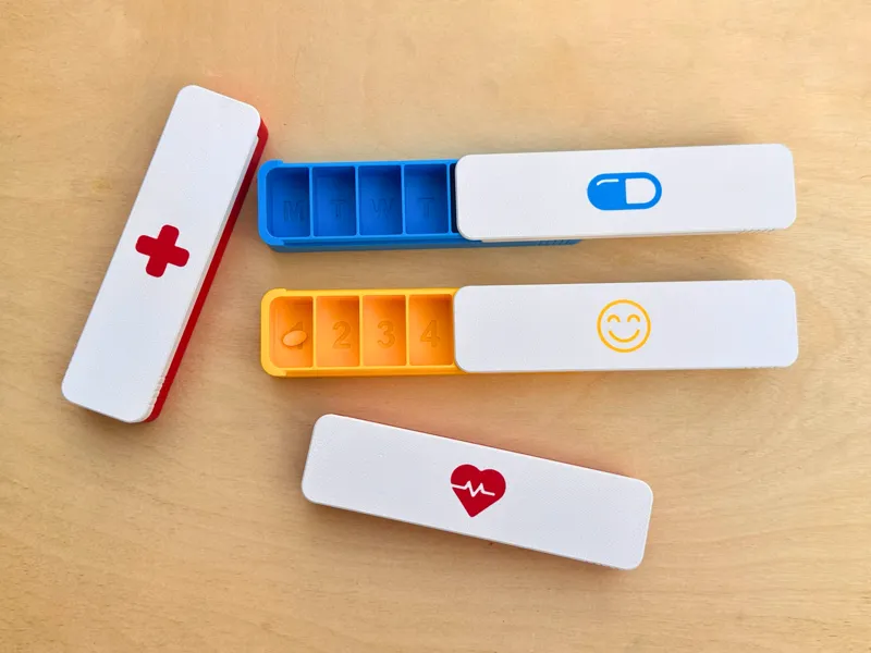 7 Day Pill Organizer – 5 Lid Styles