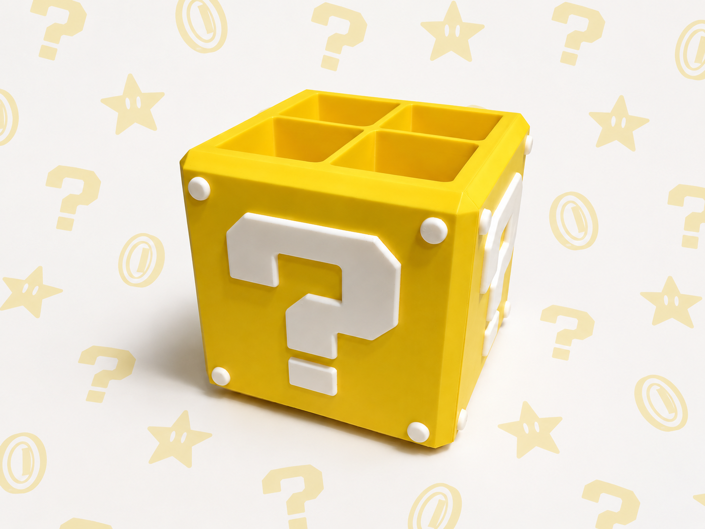 Mario Question Mark Cube Desk Organizer
