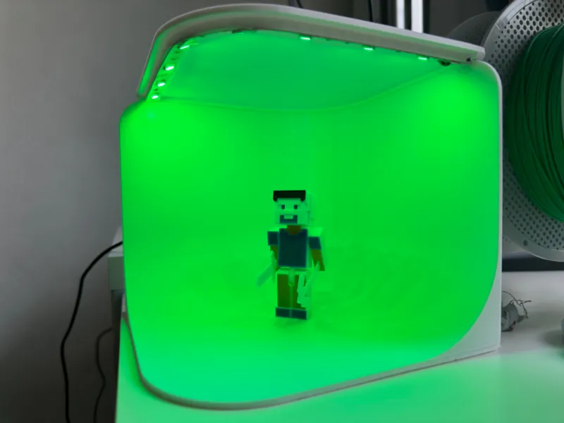 Photo box with LED stripe cover