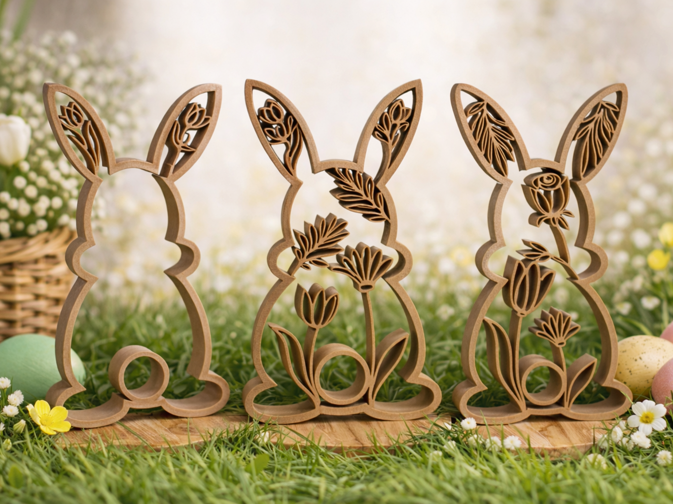 Easter Bunny with Floral Motif 3x