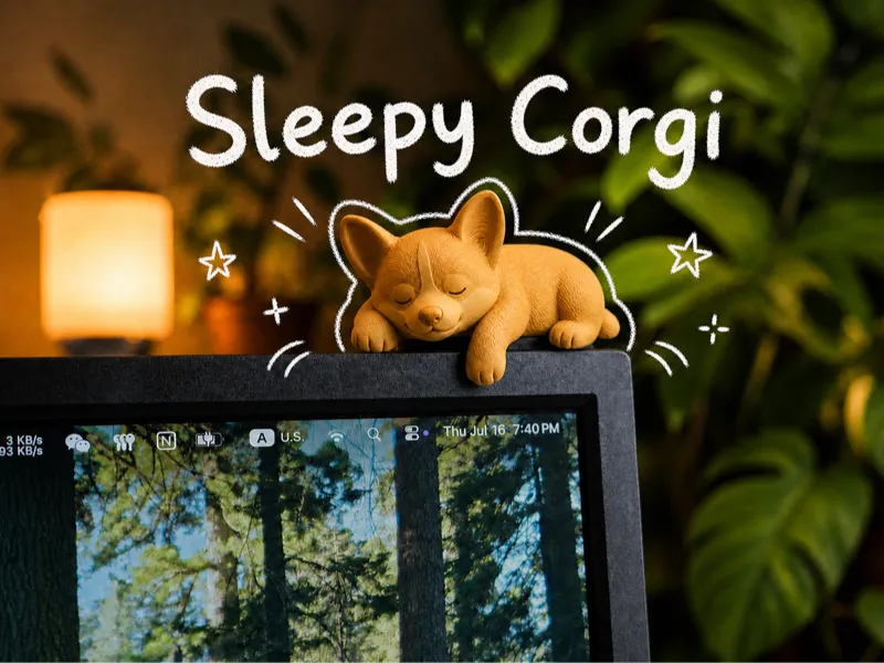 Sleeping Corgi Monitor Ornament