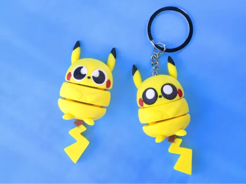 Llavero: EGGO Pikachu -articulated flexi toy and keychain — referencia de MakerWorld