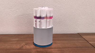 Vertical Textured Rotating Compartmentalized Pen Holder | Desktop Stationery Storage Solution