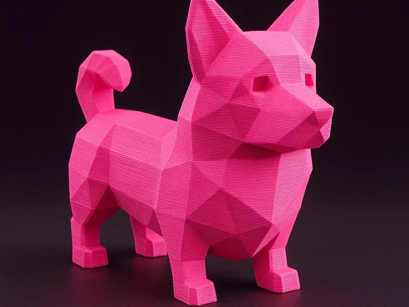 Plüschige Corgie Skulpturfigur Low Poly