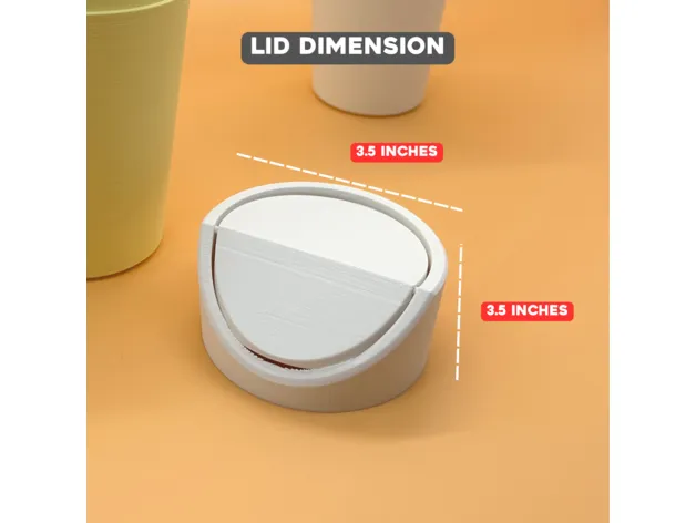 3D Printable Mini Trash Can for Car and Office Use view 3