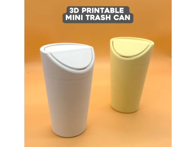 3D Printable Mini Trash Can for Car and Office Use view 2