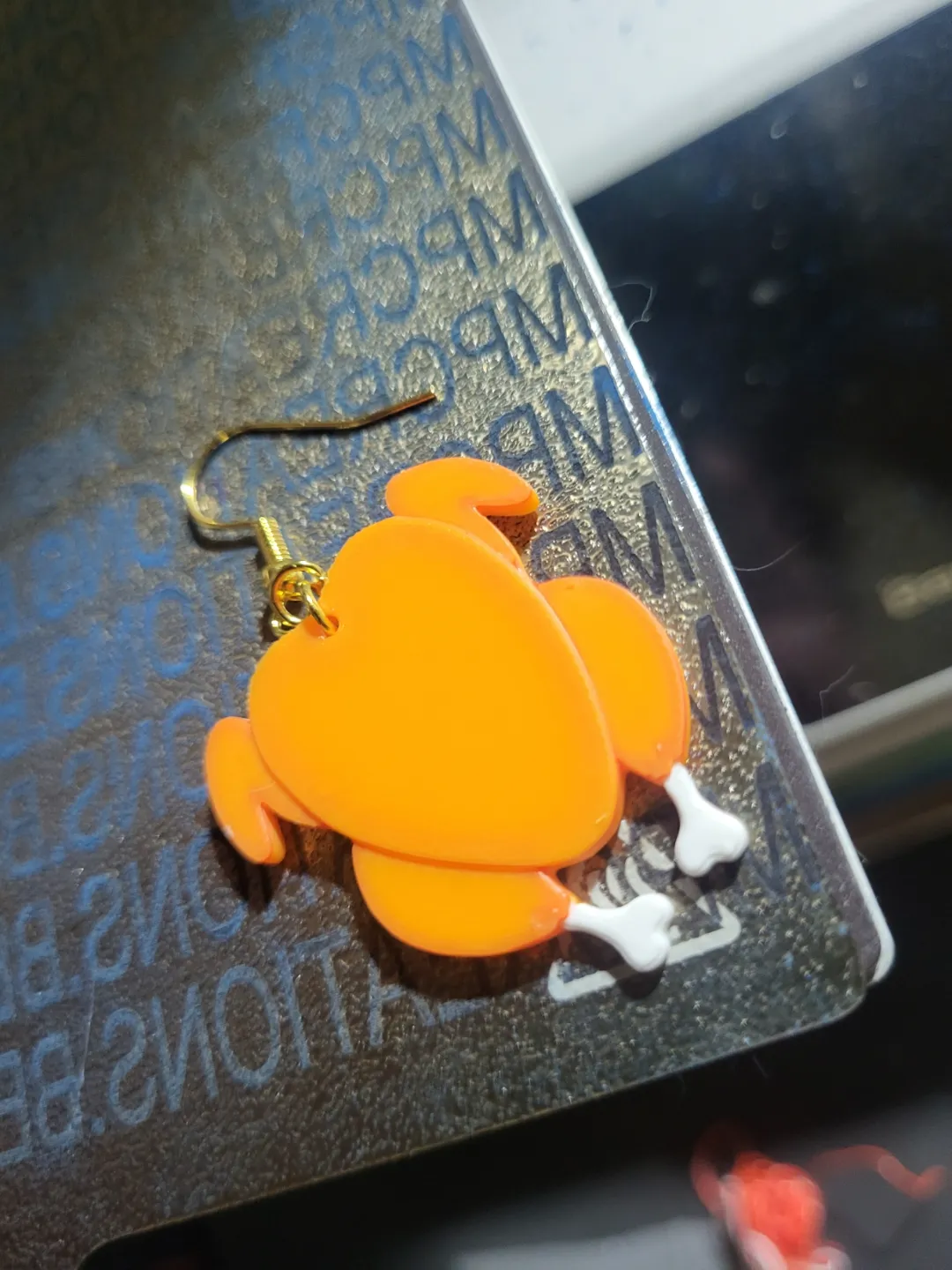 Roasted Turkey Christmas earring view 3