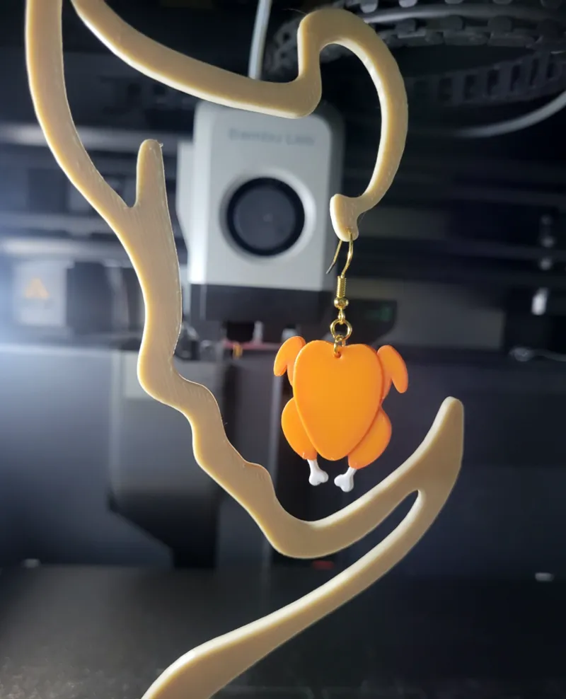 Roasted Turkey Christmas earring