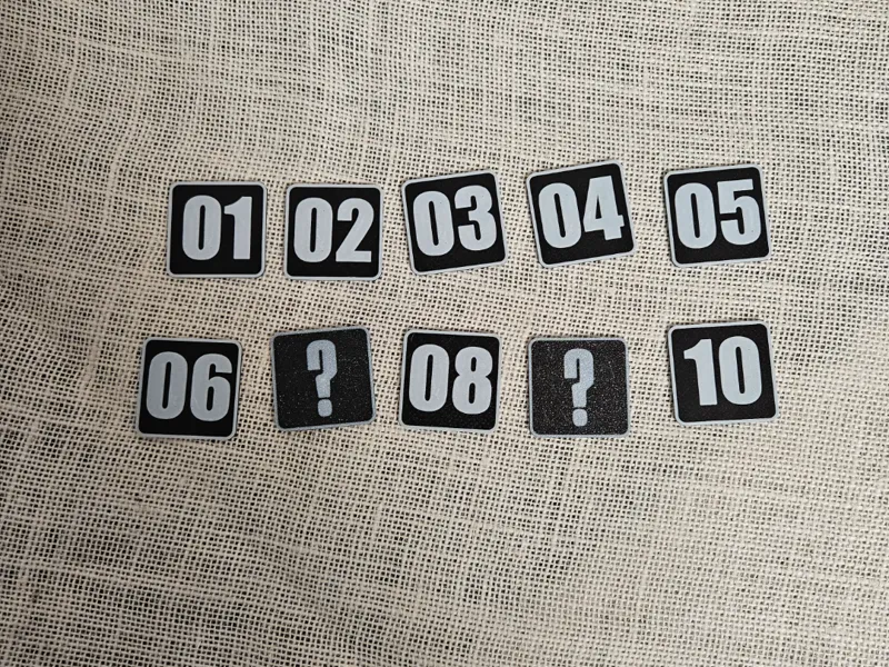 Board game token numbers