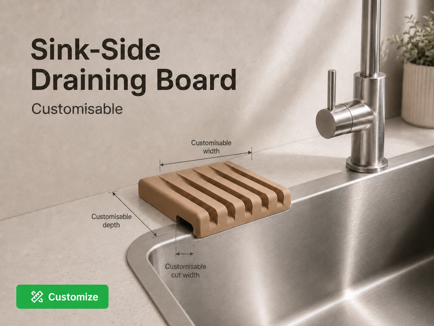 Parametric Sink-Side Draining Board