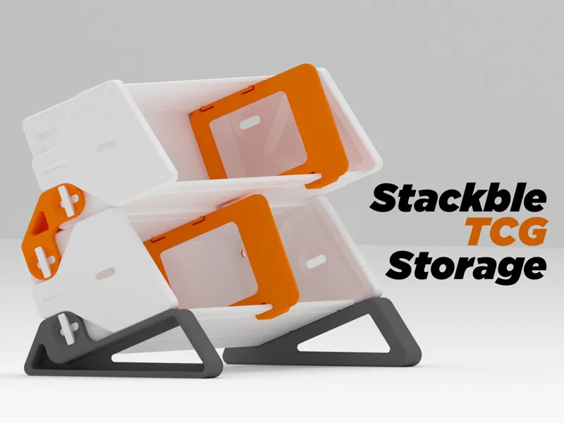 Stackable Card Box w/ Rail-Style Card Stops