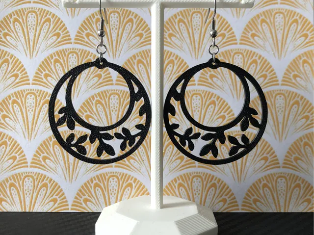 Floral pattern circle earrings, no AMS 0.4 mm noz.