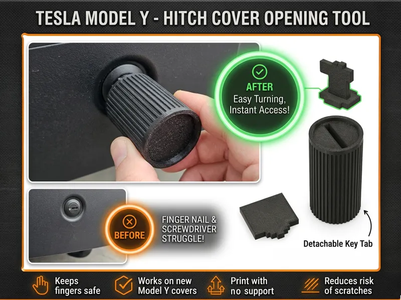 Tesla Model Y – Hitch Cover Opening Tool, ONLY 3g!