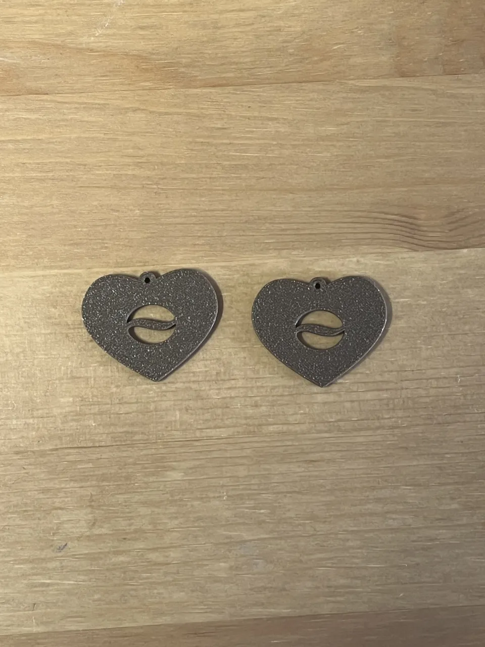 coffee bean heart earrings view 2