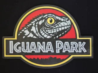Plakette Iguana Park – Jurassic‑Park‑inspiriert