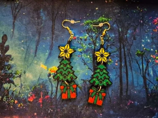 Star + Tree + Present Triple Dangle Stack Earrings
