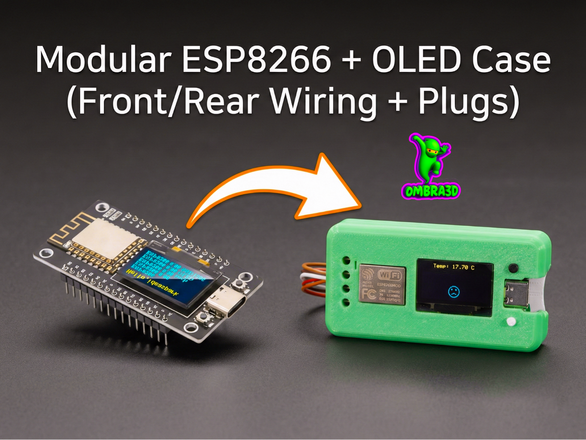 Modular ESP8266 + OLED Case