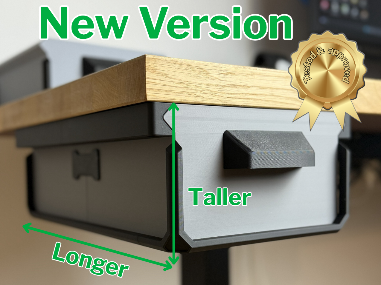 Extended desk drawer with multi storage