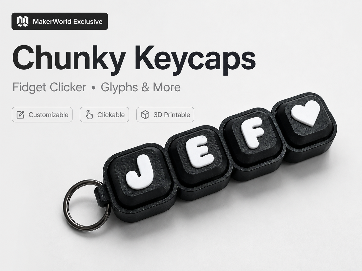 Chunky Keycaps Fidget Clicker - Glyphs and More! - 1