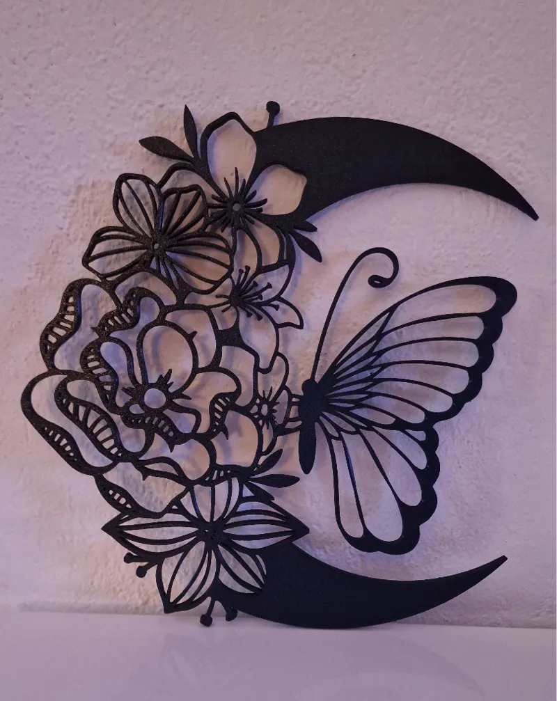 Wall art lune fleur papillon