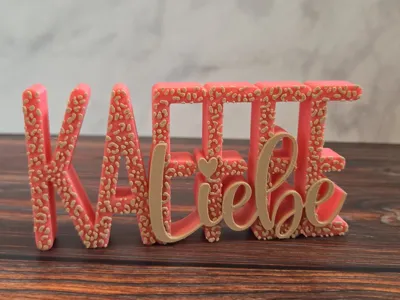 3D Coffee Love Lettering Leopard Pattern