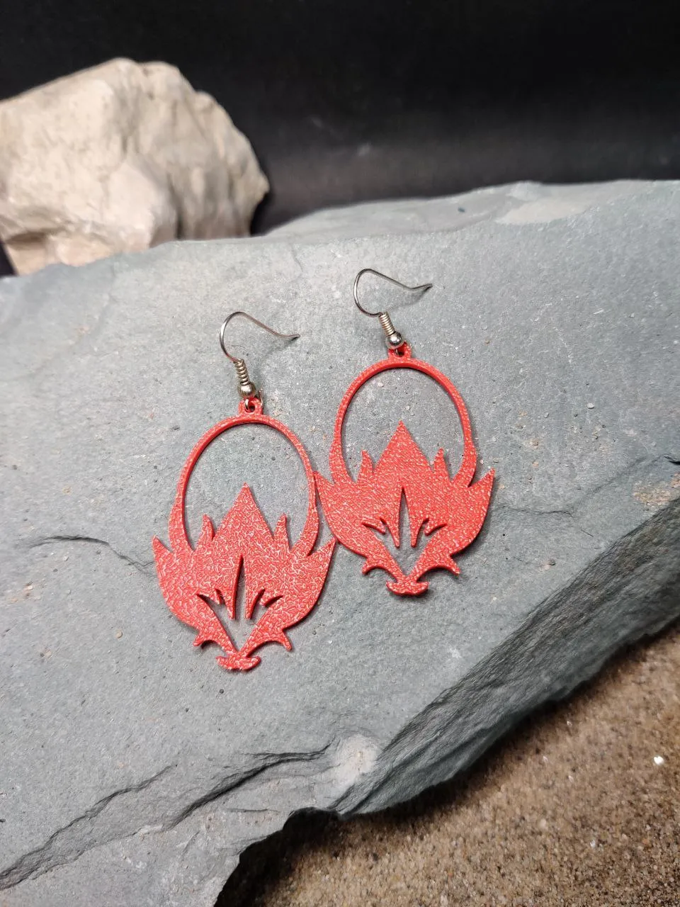 Lotus Flame Oval Earrings view 3