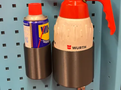 Bottle holder for workshop trolleys, workshop wall