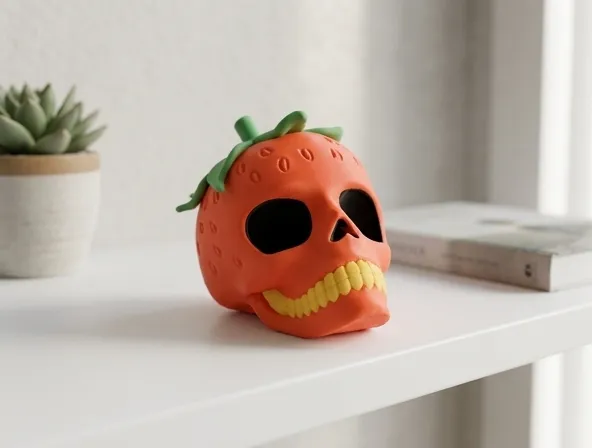 Strawberry Skull - Fruit Skeleton Decor