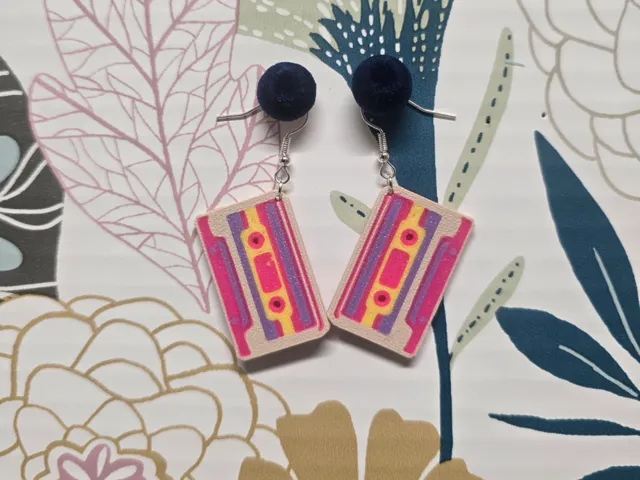 Retro 80's cassette earrings
