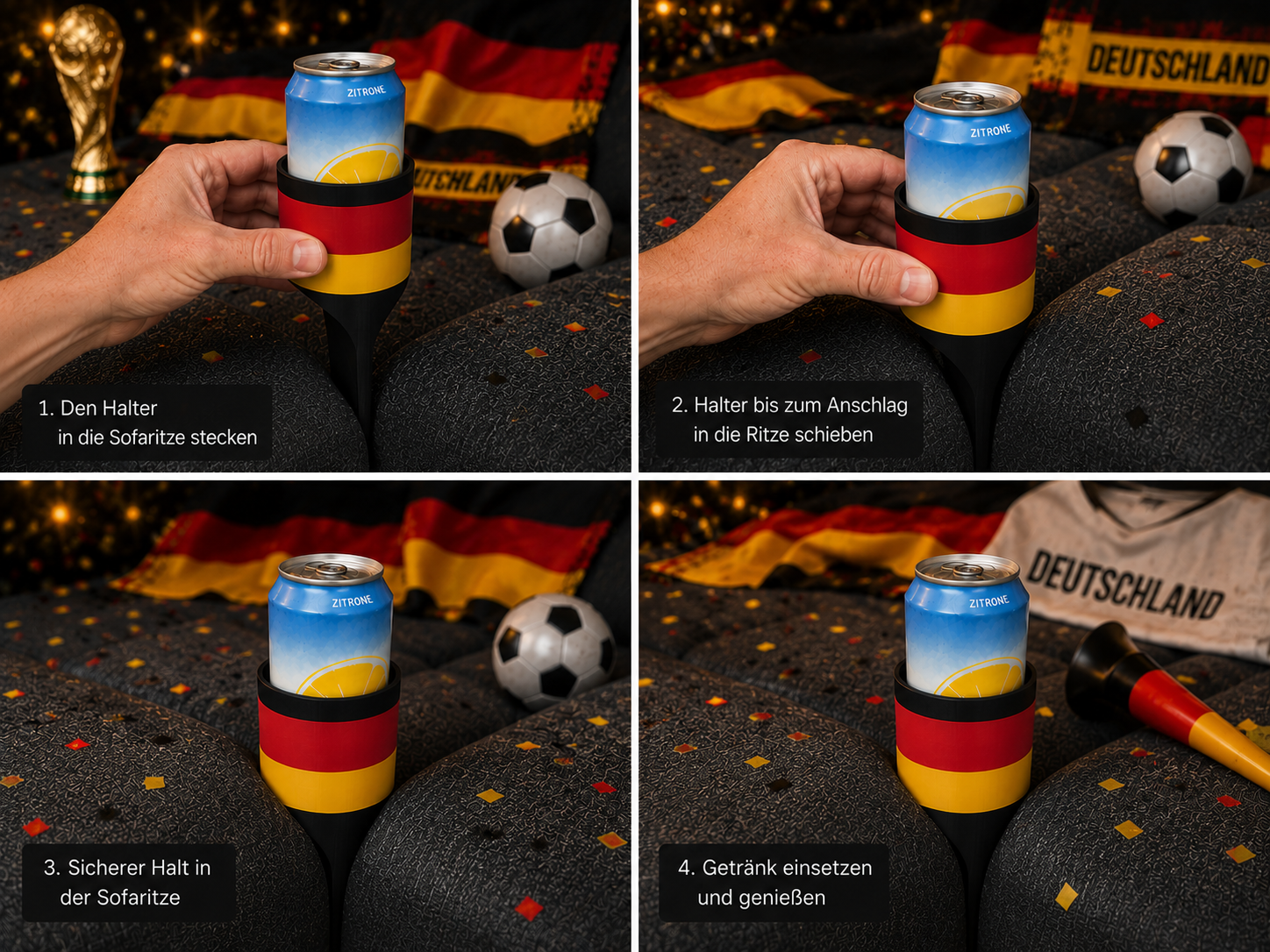 SofaCup WM Edition – Dosenhalter für die Sofaritze